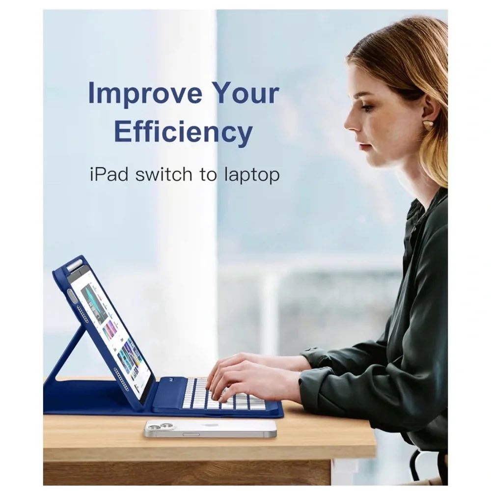 Hamile for iPad 11th 10th Generation Case with Keyboard - 7 Colors Backlit